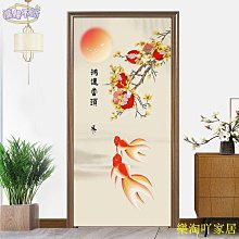 門簾中式荷花門簾隔斷簾臥室房間家用免打孔遮擋簾空調防冷氣擋風布簾  現貨 歷史價格詳細信息