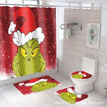 3d數碼印花浴簾法蘭絨面毛氈布滴塑底浴室四件套 滌綸防水浴簾 歷史價格詳細信息