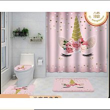 3d數碼印花浴簾法蘭絨面毛氈布滴塑底浴室四件套 滌綸防水浴簾 歷史價格詳細信息