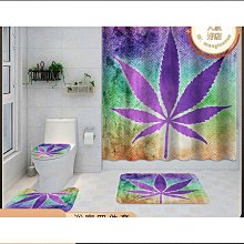 3d數碼印花浴簾法蘭絨面毛氈布滴塑底浴室四件套 滌綸防水浴簾 歷史價格詳細信息