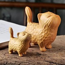 木雕橘貓柴犬創意可愛擺件辦公桌面裝飾品汽車中控臺擺件實木禮物 歷史價格詳細信息