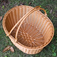 仿藤籃水果籃藤編編織收納筐藤編籃水果面包籃展示籃子長方形包郵*爆款 歷史價格詳細信息