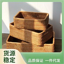 越南藤編收納筐長方形桌面收納籃家用竹編雜物置物籃廚房儲物籃子*爆款 歷史價格詳細信息