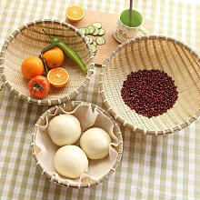 圓形耐用編織藤編框手工居家手編耐用筐竹籃小紙繩收納筐餐具點心*爆款 歷史價格詳細信息