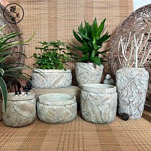 花盆 盆栽 水泥盆 花器 大花盆 水泥花盆簡亦|水泥大花盆北歐風格簡約創意盆栽綠植大號火山石自然紋理 歷史價格詳細信息
