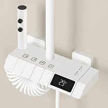 白色花灑套裝恆溫數顯氛圍燈按鍵大置物貼牆方杆全銅增壓淋浴花灑 歷史價格詳細信息