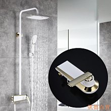 白色花灑套裝恆溫數顯氛圍燈按鍵大置物貼牆方杆全銅增壓淋浴花灑 歷史價格詳細信息