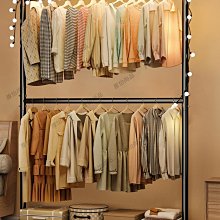 雙層落地掛衣架 臥室衣帽架 家用室內晾衣架 簡易房間床邊衣服收納架 歷史價格詳細信息