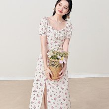 【滿300出貨】樂町拼接褶皺寬肩帶背心裙24年春季新款收腰連衣裙少女粉色碎花裙 歷史價格詳細信息