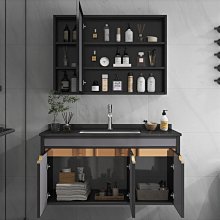 新款浴室柜組合掛墻式巖板洗臉盆不銹鋼洗漱臺套裝衛浴柜感應鏡柜超夯 新品 精品 歷史價格詳細信息