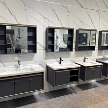 新款浴室柜組合掛墻式巖板洗臉盆不銹鋼洗漱臺套裝衛浴柜感應鏡柜超夯 新品 精品 歷史價格詳細信息