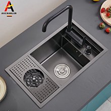 隱形吧檯304不鏽鋼水槽黑色隱藏式中島臺一體式單槽帶蓋板洗杯器 歷史價格詳細信息