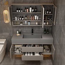 新款浴室柜組合掛墻式巖板洗臉盆不銹鋼洗漱臺套裝衛浴柜感應鏡柜超夯 新品 精品 歷史價格詳細信息