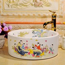 5Cgo【宅神】景德鎮陶瓷藝術臺上盆民宿酒店創意洗手盆景德鎮圓形洗臉盆面盆家用面盆t626941713484 歷史價格詳細信息