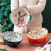 熱銷 卡通陶瓷手柄碗家用泡面碗一人食高顏值碗具可愛湯碗網紅帶把手碗- 歷史價格詳細信息