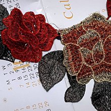 [領花]蕾絲刺繡立體雙層領花 紅色 45x29cm 歷史價格詳細信息