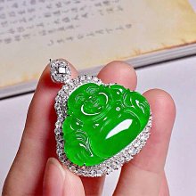 翡翠佛公吊墜彌勒佛  18k鑲嵌天然翡翠笑佛玉佛 歷史價格詳細信息