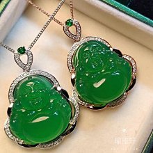 翡翠佛公吊墜彌勒佛  18k鑲嵌天然翡翠笑佛玉佛 歷史價格詳細信息