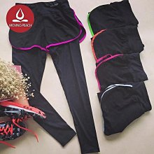 瑜伽跑步訓練健身運動褲女假兩件長褲高腰彈力速幹緊身  翹臀顯瘦彈力網布速幹防走光 長褲短褲假兩件套 大碼軍綠色 歷史價格詳細信息