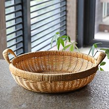 Kens 橢圓草編提籃 日式編織菜籃收納筐文藝野餐籃購物籃髒衣籃藝 歷史價格詳細信息