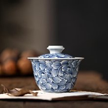 景德鎮  手繪銀杏滿彩青花蓋碗 茶杯     大號二才敬 茶碗  泡茶器高端禮盒裝 價格比較,價格查詢,歷史價格詳細信息