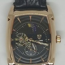 【成吉思汗精品】全新美國T5銀鋼框鏡面黑色不鏽鋼錶帶三眼帶日期 歷史價格詳細信息