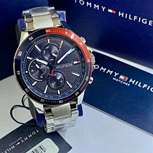 現貨TOMMY HILFIGER 藍色面錶盤 金色配銀色不鏽鋼錶帶 石英 男士手錶 1791981 歷史價格詳細信息