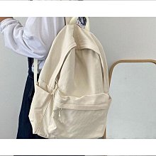 簡約校園風書包女中學生少女雙肩包純色休閑男女大容量帆布背包潮 歷史價格詳細信息