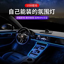 汽車USB光纖氛圍燈RGB車內裝飾隱藏幻彩APP亞克力聲控音樂氣氛燈 歷史價格詳細信息