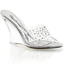 Shoes InStyle《四吋》美國品牌 FABULICIOUS 原廠正品透明金屬質感楔型高跟涼鞋 出清『銀色』 歷史價格詳細信息