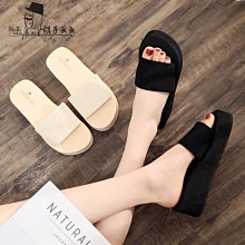 現貨熱銷-拖鞋女外穿夏時尚涼拖坡跟百搭鬆糕厚底一字拖防滑大碼高跟CRD 歷史價格詳細信息