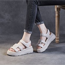 『真皮世家』厚底松糕鞋女春新款真皮系帶草編坡跟單鞋歐美百搭拼色高跟鞋 歷史價格詳細信息