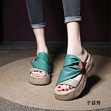 【子芸芳】真皮平底勃肯鞋全新春季復古休閒外穿穆勒博肯鞋包頭半拖鞋 歷史價格詳細信息