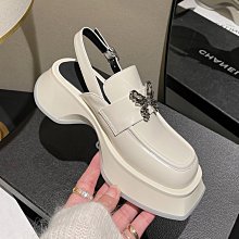 『真皮世家』包頭厚底粗跟一字帶涼鞋女真皮2023新款春夏季超高跟防水臺后空鞋 歷史價格詳細信息