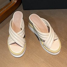 真皮涼鞋女坡跟夏季2023年新款中跟軟底中年時尚媽媽涼鞋防滑大尺碼 歷史價格詳細信息