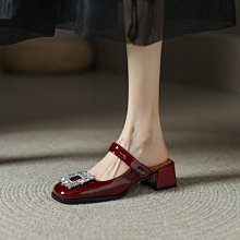 『真皮世家』方扣英倫小皮鞋女厚底春新款真皮粗跟懶人單鞋漆皮水鑽高跟鞋 歷史價格詳細信息