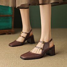 『真皮世家』2023春夏季新款尖頭高跟鞋女淺口單鞋細跟瑪麗珍鞋酒紅色牛皮鞋子 歷史價格詳細信息