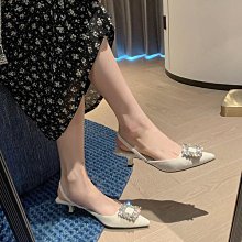 大碼女鞋 包頭涼鞋女夏季法式晚風溫柔氣質高跟鞋粗跟高級感裸紫后空單鞋女 歷史價格詳細信息