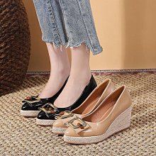 楔型厚底高跟尖頭燈芯絨女鞋后空搭扣度假風草編麻繩底楔型涼鞋 坡跟涼鞋 楔型涼拖 坡跟拖鞋 歷史價格詳細信息