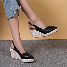 現貨新款坡跟厚底高跟女鞋包頭拖涼鞋搭扣草編麻繩底 草編楔形鞋 楔形涼鞋 增高厚底涼鞋 楔形涼拖鞋 女鞋 歷史價格詳細信息