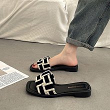 小香風一字涼拖2022年夏新款韓版軟底百搭時尚平底沙灘外穿拖鞋女 歷史價格詳細信息