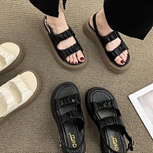 願望生活~年女新款小眾設感粗跟真皮百搭方頭夏季復古羅馬涼鞋 女鞋 歷史價格詳細信息