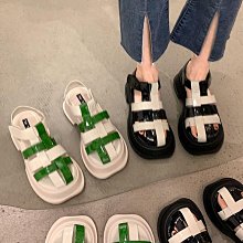 願望生活~鞋 編織羅馬鞋鏤空厚底鞋包頭學生女夏休閑沙灘鞋松糕底圓頭 歷史價格詳細信息