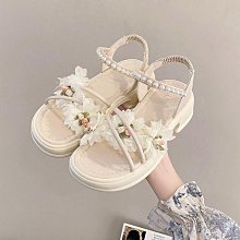 願望生活~【思奕】輕便夏季圓頭女士厚底拚色涼鞋鬆糕底涼鞋外穿時尚羅馬平底潮 歷史價格詳細信息