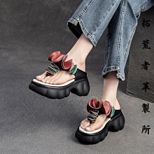 【拓荒者革製所】真皮涼鞋夏季新款頭層牛皮魔鬼粘平底涼鞋簡約百搭舒適透氣露趾羅馬鞋907 歷史價格詳細信息