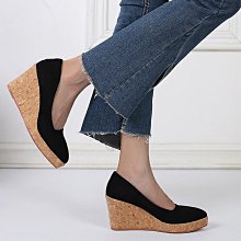 女鞋代購#春秋新款坡跟厚底尖頭淺口單鞋女高跟粗跟草編麻繩底大碼鞋女42 歷史價格詳細信息