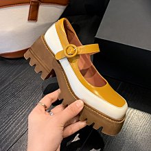 『真皮世家』方扣英倫小皮鞋女厚底春新款真皮粗跟懶人單鞋漆皮水鑽高跟鞋 歷史價格詳細信息