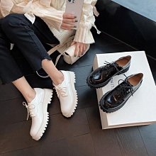 『真皮世家』英倫風厚底小皮鞋女淺口粗跟瑪麗珍鞋2023新款春夏季高跟百搭單鞋 歷史價格詳細信息