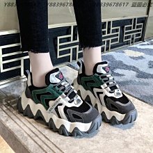 鬆糕厚底老爹鞋女2023新款復古真皮做舊擦色系帶休閒運動鞋 歷史價格詳細信息