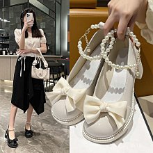 法式復古珍珠粗跟瑪麗珍鞋女2023新款秋季圓頭百搭淺口黑色單鞋子 歷史價格詳細信息